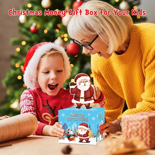 Miniatura 3 de Cajas de dinero de Navidad azules para tirar, soporte de dinero sorpresa para niños adultos, caja de dinero divertida para mujeres, hombres, niñas