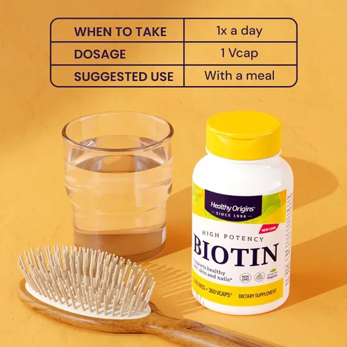 Miniatura 5 de Healthy Origins Biotina Ultra-Potency (B7), 5,000 mcg - Apoya la piel, el cabello y las uñas - Vitamina B7 de alto grado - Sin OMG, biotina sin