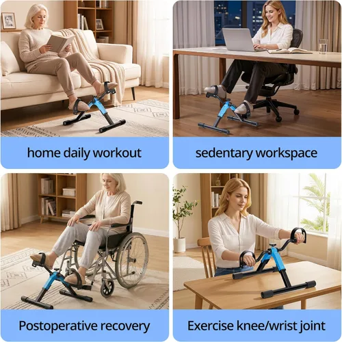 Miniatura 7 de Mini bicicleta de ejercicio con pedal plegable, bicicleta estática debajo del escritorio para entrenamiento de brazos y piernas, máquina portátil