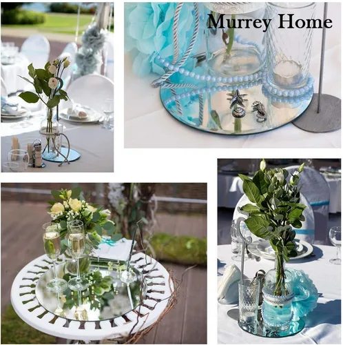 Miniatura 6 de Murrey Home Paquete de 12 centros de mesa de espejo para mesas, espejos redondos de 12 pulgadas para centros de mesa, bodas, fiestas, espejos