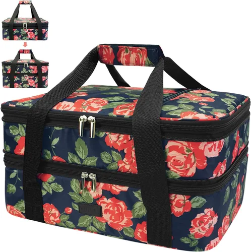 Miniatura 7 de Bolsa de transporte de cazuela expandible Vuudh - Bolsa de comida de doble cubierta, soporte de cazuela aislada para alimentos calientes o fríos