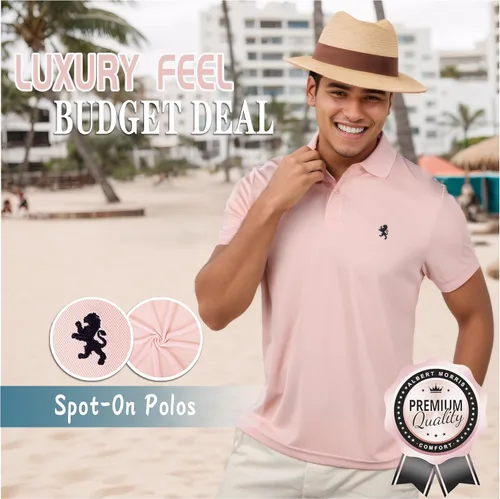 Miniatura 5 de Albert Morris Paquete de 4 camisas polo de manga corta a rayas para hombre