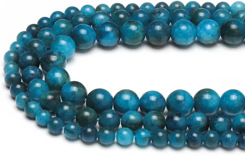 Miniatura 4 de 60 piezas de cuentas de piedra natural de 15⁄64 pulgadas (6 mm) con cuentas de apatita azul que es una piedra para sanación de la energía. Piedras