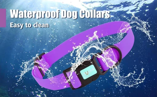 Miniatura 2 de Collares de perro impermeables, fácil de limpiar, collares ajustables para perros pequeños, medianos y grandes (morado, M)