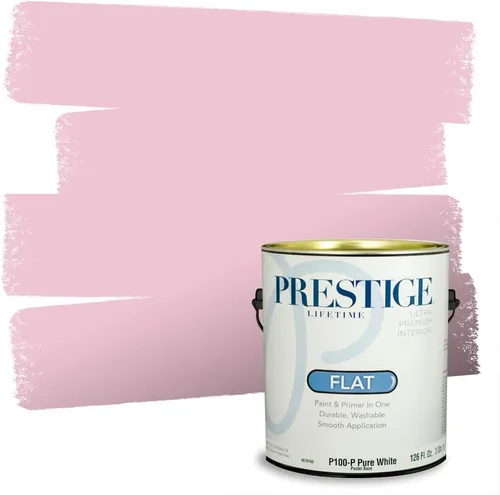 Miniatura 40 de Prestige Paints E100-T-SW6591 Pintura exterior e imprimación en uno, 1 galón, plano, combinación comparable de Sherwin Williams Amaryllis, 1 galón