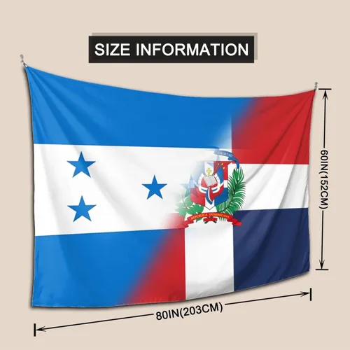 Miniatura 3 de Tapiz de mitad de Honduras con bandera de la mitad de República Dominicana para colgar en la pared, decoración de sala de estar y dormitorio, 80 x