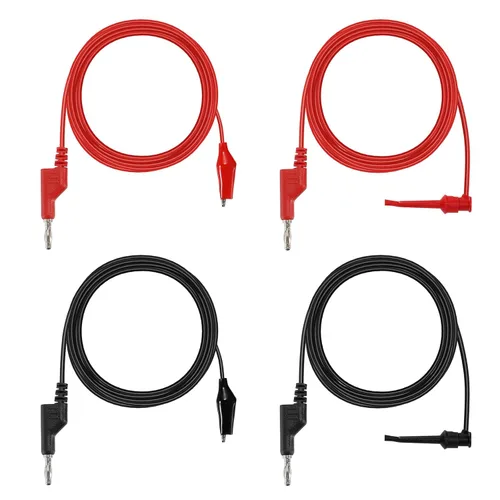 Miniatura 8 de Sumnacon Juego de cables de prueba de multímetro, enchufe apilable para gancho de prueba, enchufe de plátano a clips de cocodrilo, cable de prueba