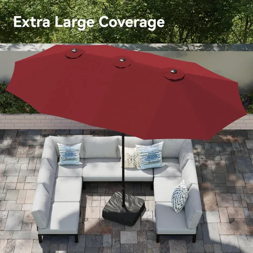Miniatura 2 de Sombrilla para patio PHI VILLA de 15 pies, doble cara, para uso en exteriores, tamaño extragrande con manivela, base de sombrilla incluida