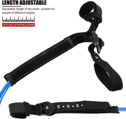 Miniatura 4 de Cuerda de correa de surf, 2 piezas de 28 a 34 pulgadas, líneas de arnés de seguridad ajustable para windsurf, correa para tabla de surf, accesorio