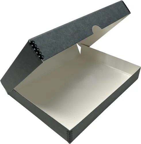 Miniatura 8 de Lineco 16x20 Caja de almacenamiento tipo folio negra con tapa, 1.75" de profundidad. Sin ácidos con borde de metal. Preserva la longevidad