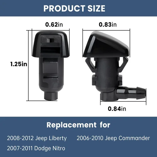 Miniatura 7 de Juego de 2 boquillas lavadoras delanteras apropiado para 2008-2012 Jeep Liberty, 2006-2010 Jeep Commander, 2007-2011 Dodge Nitro. Repuesto #