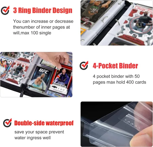 Miniatura 28 de Carpeta de tarjetas de 400 bolsillos para tarjetas de anime, portátil, impermeable, libro de almacenamiento de tarjetas de One Piece con fundas