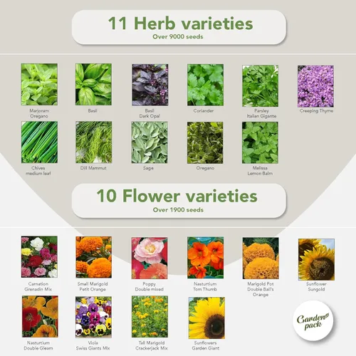 Miniatura 3 de Garden Pack Bolsa de semillas de verduras – 50 variedades de semillas de verduras, hierbas y flores para plantar – 25,000 semillas de reliquia sin