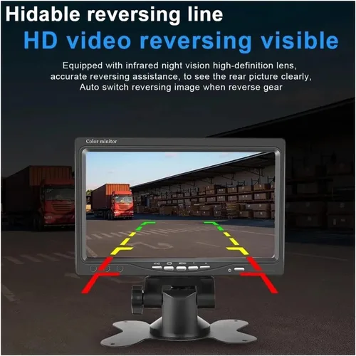 Miniatura 3 de Monitor de pantalla LCD TFT de 7 pulgadas para automóvil, kit de cámara de respaldo con cable de 49.2 ft para 18L/ ED IR Cam 10M