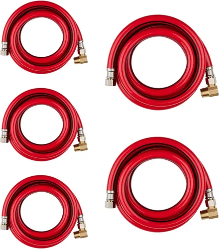 Miniatura 8 de Paquete de 1 manguera Foskan de acero inoxidable para lavavajillas de 4 pies con compilación de 3/8 pulgadas x 3/8 pulgadas MIP 90° codo, conector
