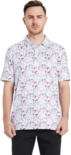 Miniatura 2 de Camisas de golf para hombre, Dry Fit, manga corta, estampado, de rendimiento, absorbe la humedad