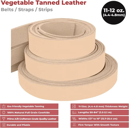 Miniatura 2 de European Leather Works 11-12 oz. (0.157-0.189 in) Cinturón de cuero curtido vegetal/Tamaño de las correas: 1-1/2"x50" (3.81x127cm) Herramientas