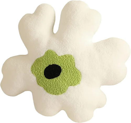 Miniatura 9 de Almohada de sofá Cojín de cintura Almohada de felpa con forma especial de flor Almohada creativa de corazón para niña (negro y blanco)