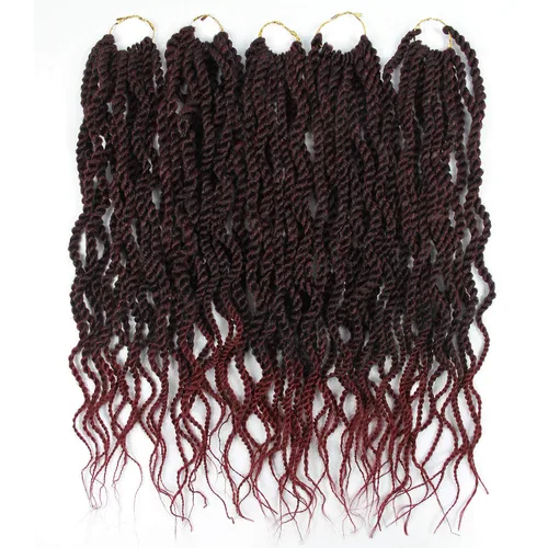 Miniatura 2 de (paquete de 6 unidades) 18 pulgadas Trenzas senegalesas de pelo ondulado sintético Extensión de pelo Kanekalon rizado, 18, #1B/insecto