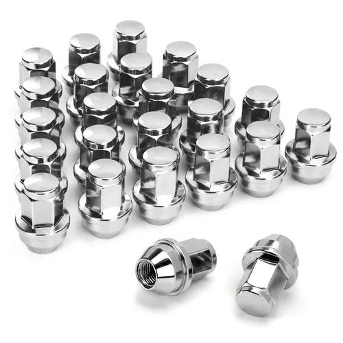 dynofit 24 tuercas de llanta OEM de 14 x 1.5 pulgadas para 2015-2019 Expedition/F-150, M14-1.5 de una sola pieza de diseño de fábrica cromadas para