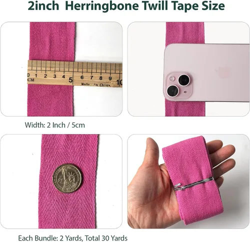 Miniatura 5 de Cinta de sarga de algodón de 2 pulgadas para coser, encuadernación al bies, collar de mascotas, decoración del hogar, correas de cincha de espiga