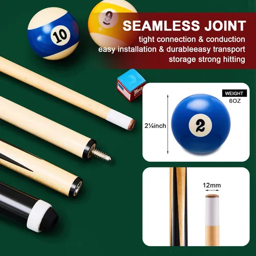 Miniatura 3 de Outus 71 piezas de accesorios para mesa de billar, accesorios de billar, bolas de billar con soporte de bola triangular, tizas para tacos, punta