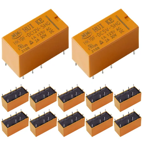 Miniatura 9 de 12 unids DPDT Relé DC 3V bobina 8 Pin 2NO 2NC Mini PCB Power Relés HK19F-3V