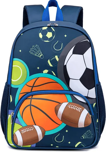BTOOP Mochila escolar para niños, mochila escolar para preescolar y jardín de infantes con unicornio con clip para el pecho, Sportball-azul marino