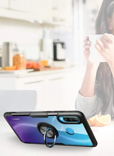 Miniatura 4 de SORAKA Funda transparente para Huawei P30 Lite con soporte de anillo, funda delgada transparente de policarbonato duro para Huawei P30 Lite