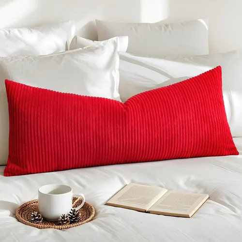 Miniatura 27 de Artscope Fundas de Almohada de Pana a Rayas Acogedoras Súper Suaves Decorativas Oblongas Fundas de Almohada Decorativa Funda de Cojín para Sofá