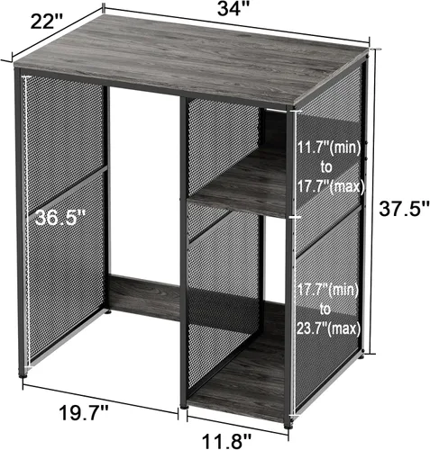 Miniatura 2 de KirKical - Gabinete de 3 niveles para barra de café con espacio para mini refrigerador, soporte de microondas resistente en color gris rústico