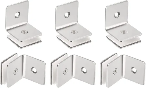 Miniatura 8 de HARFINGTON Abrazadera de vidrio de 90 grados de acero inoxidable, 2 piezas para 0.315-0.472 in de grosor, cuadrado de un solo lado, sin marco