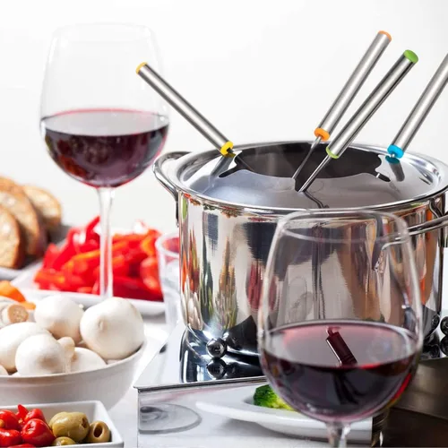 Miniatura 4 de 6 tenedores para fondue de acero inoxidable, 9.5 pulgadas, codificación de colores, juego de 6 para olla caliente, barbacoa, frutas, verduras