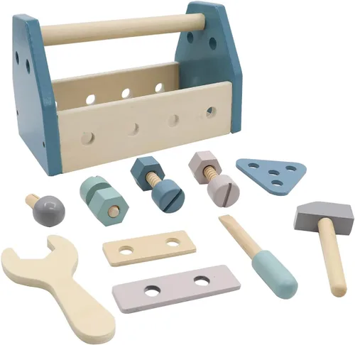 Miniatura 4 de Montessori Herramientas de madera para niños pequeños, construcción educativa, juegos de juguetes para niños, caja de juego preescolar con tablero