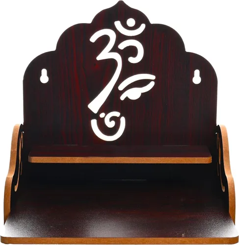 Mesa colgante de madera para colgar en la pared, templo Pooja Mandir, estante para almacenamiento e ídolos decoración para oficina en casa y regalos