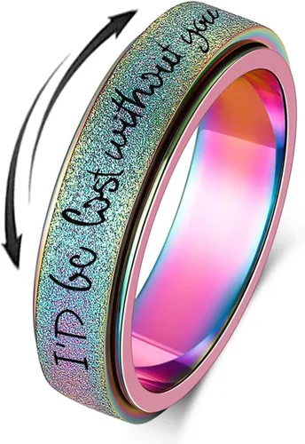 Miniatura 18 de Anillo Inicial Giratoria de Ansiedad para Mujeres Anillo de Ansiedad para Mujeres y Hombres Anillo de Pulgar para Hombres Anillo Giratoria de Plata