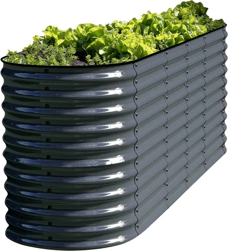 Miniatura 9 de Olle Camas de jardín elevadas galvanizadas para exteriores, 17 pulgadas de alto, 12 en 1, macetas elevadas para cultivar hierbas, verduras, flores