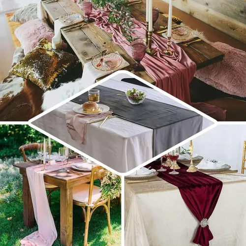 Miniatura 5 de Efavormart - Camino de mesa de terciopelo negro de alta calidad de 12 x 107 pulgadas para decoración de bodas y fiestas