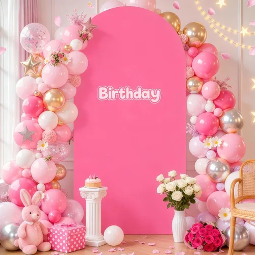 Miniatura 30 de Cubierta de Fondo de Arco Beige de 6 Pies - Cubiertas de Poliéster Ajustadas para Soporte de Arco de Boda con Parte Superior Redonda, Cubierta