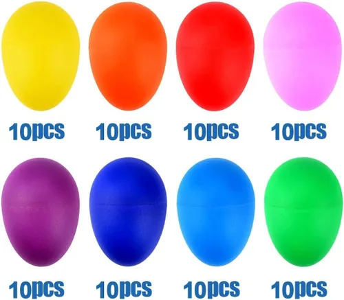 Miniatura 3 de Augshy 40 huevos de plástico para percusión musical, Maracas, huevos de Pascua con una bolsa de almacenamiento para juguetes, aprendizaje de música