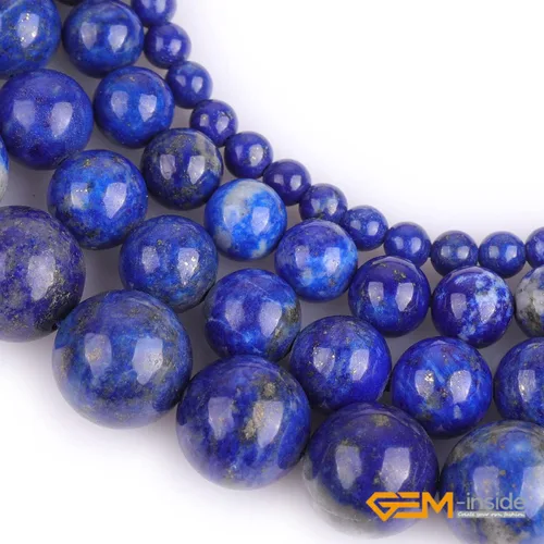 Miniatura 5 de GEM-Inside - Cuentas sueltas de lapislázuli genuinas naturales de 0.315 in, redondas, grado AA, cristal azul, cuentas de energía para fabricación