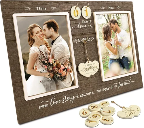 Miniatura 9 de A'arkaJ (1-99º) Marco de Fotos de Aniversario de Boda, Regalo de Aniversario de Boda para Pareja, Recién Casados. Regalo de Compromiso para Ella