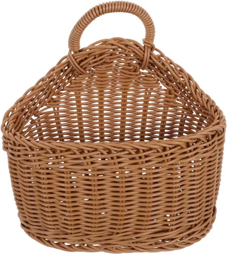 DOITOOL Cesta de almacenamiento colgante tejida de 9.64 x 7.48 x 3.93 pulgadas, cesta de pared pequeña para cocina, ajo, jengibre, cebolla,