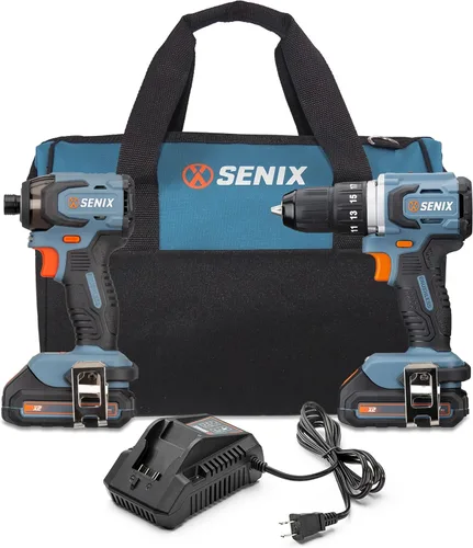 Miniatura 12 de SENIX X2 - Taladro de martillo inalámbrico de 20 voltios máximos de 1/2 pulgada con motor sin escobillas, kit de herramientas eléctricas incluye