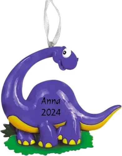 Adorno personalizado para niños Brontosaurio, dinosaurio, morado, árbol de Navidad, decoración personalizada para niños y niñas, Ornament Station -