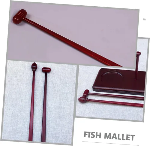 Miniatura 6 de Mazo de templo de madera Martillo de pescado de madera, instrumento de percusión, palo de ritmo para tambores para meditación y uso del templo
