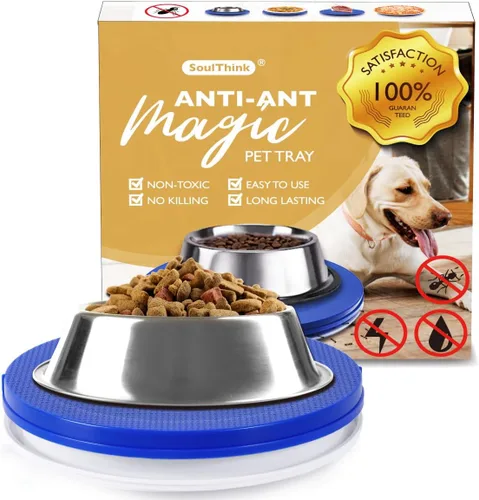 Miniatura 8 de SoulThink® Bandeja a prueba de hormigas para gatos y perros – Nueva innovación anti hormigas plato de comida para mascotas para interiores, sin