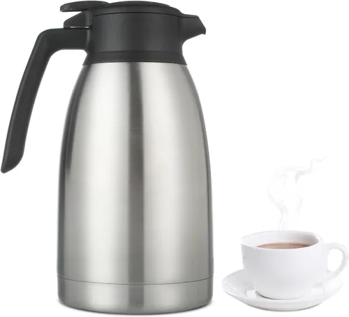 Miniatura 9 de Heritage66 Jarra térmica de café de 2L con cepillo de limpieza, servidor de acero inoxidable aislado al vacío de triple pared, mantiene las bebidas