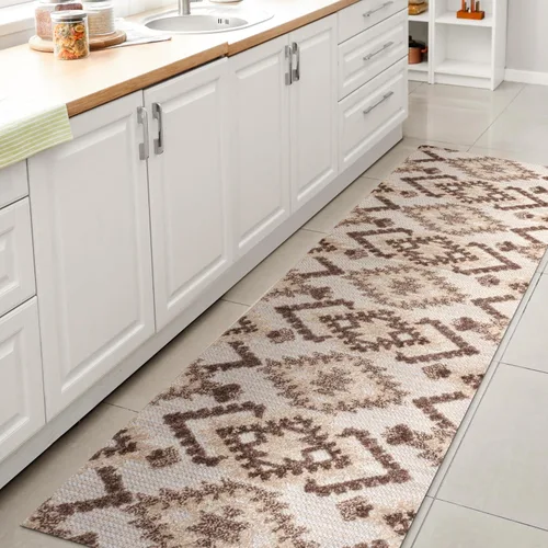 Miniatura 8 de JONATHAN Y Alfombra de pasillo Kilim Diamante Neutro para interiores y exteriores, 2 x 8 pies, color beige/gris, Sumak pelo alto y bajo para patio