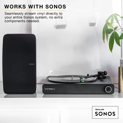 Miniatura 3 de Victrola Stream Onyx - Tocadiscos con transmisión Wi-Fi de 2 velocidades con salida Bluetooth, funciona con Sonos y Victrola Tempo – Altavoces